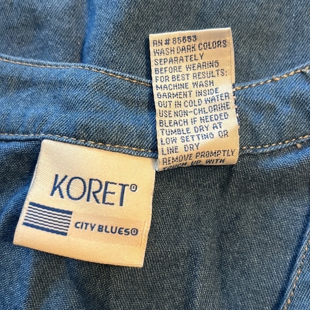 Vintage Koret City Blues Chambray Embroidered Beaded Palm Tree Button Down Top - Picture 8 of 11